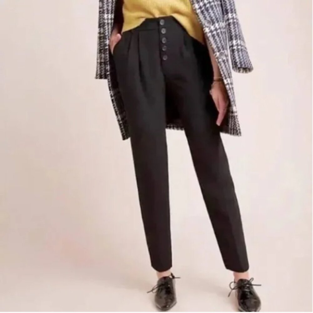 By Anthropologie Sasha Button Fly Tapered Trouser Pants Size 6